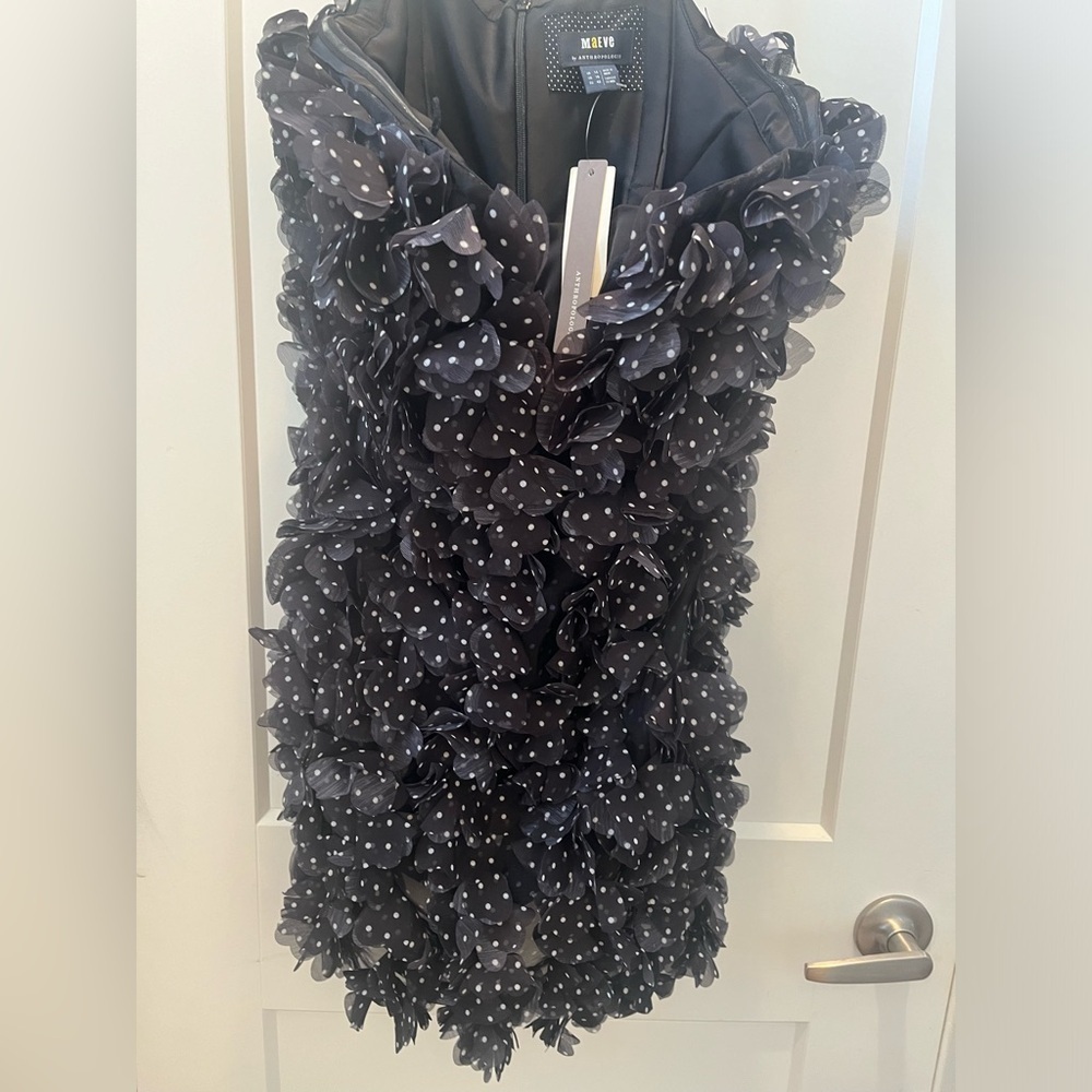 By Anthropologie Maeve 3D Floral Polka Dot Mini Dress size 10 - Picture 7 of 8
